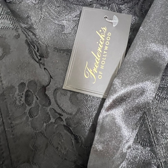 FREDERICK'S of HOLLYWOOD Dream Corset Black Satin and Lace Trim Sz 40 new - Picture 4 of 5